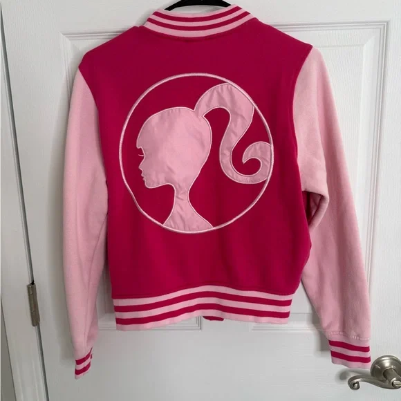 Barbie Women's Jacket Size L varsity jacket pink cotton vintage style - Picture 2 of 6